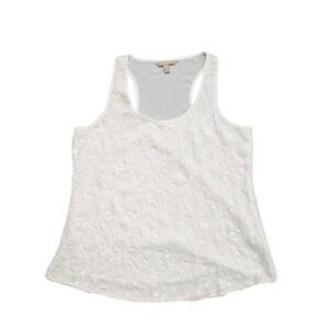 Banana Republic White Sequins Tank Top Size Petite M